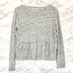 Madewell grey peplum long sleeve tee size M